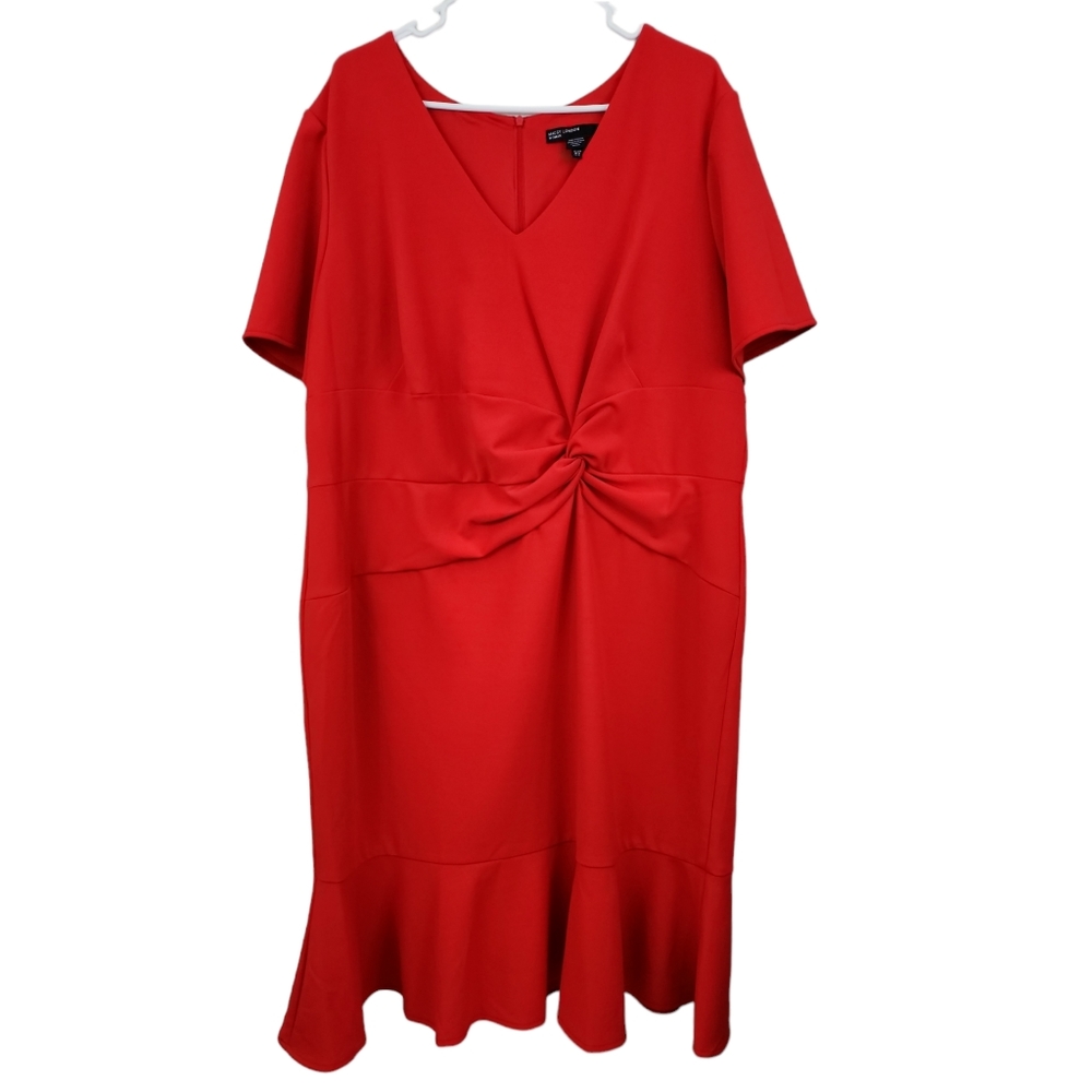 Maggy London Halie Dress Sheath Sz 22W Bright Red Midi